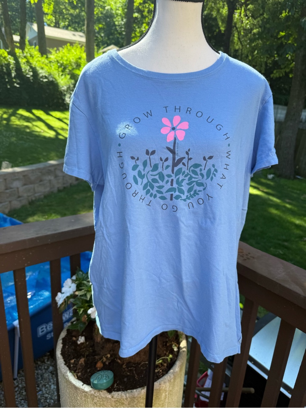 Life is Good Women Crusher-Grow Through What You Go Through Size XL Blue